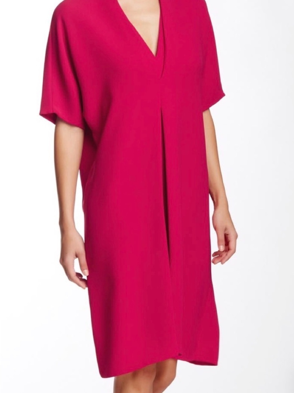 Vince. Coastal Crepe Elbow Sleeve Double V Dress